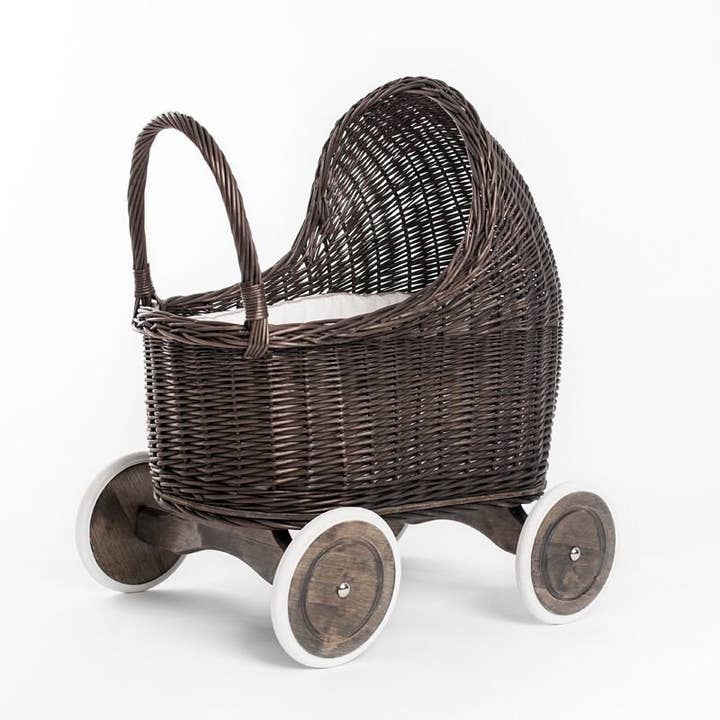 The Wicker Stories – wholesale Doll pram – Kids – Wicker Pram With Wood Handle - Quiet Movement