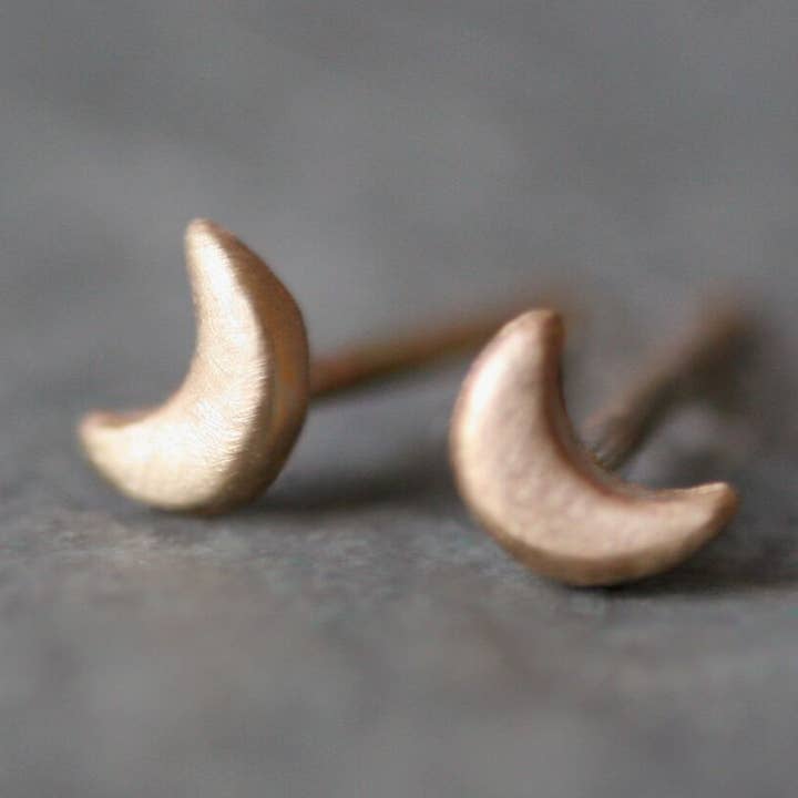Tiny Moon Stud Earrings for wholesale by Michelle Chang