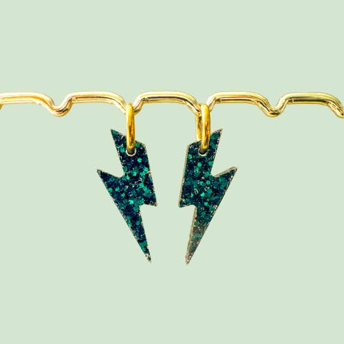 Sequin Earrings - Lightning - EMERALD for wholesale by Atelier Rochelais