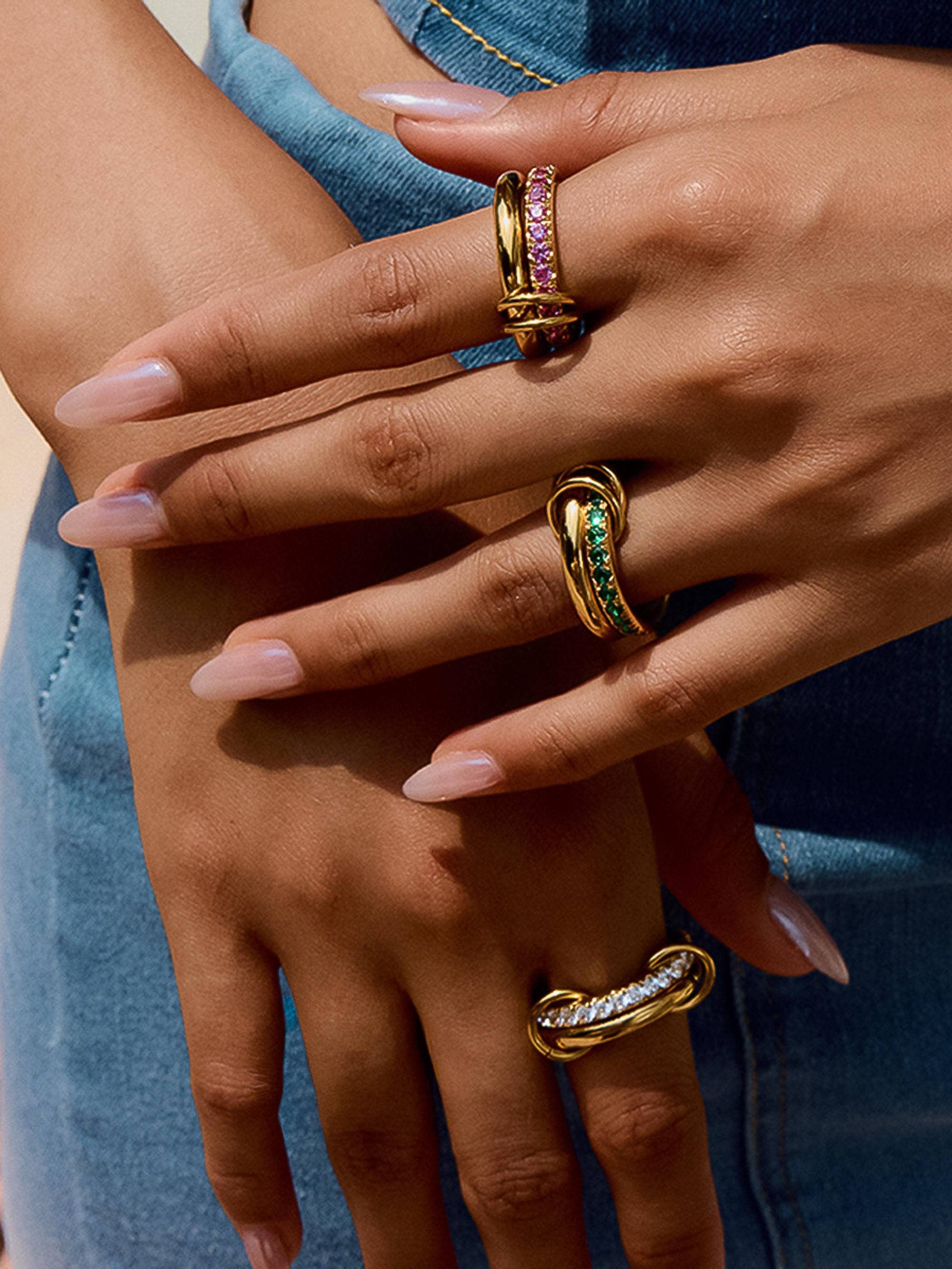 Flânerie by MAIQ - Wholesale Cocktail/Statement Ring - Justine 18K Gold Non-Tarnish CZ Double Hoop Ring5