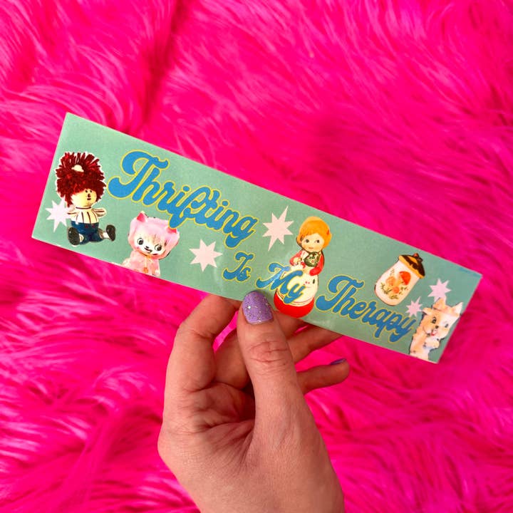 Peach Beast - Wholesale Sticker - Thrifting Is My Therapy Bumper Sticker