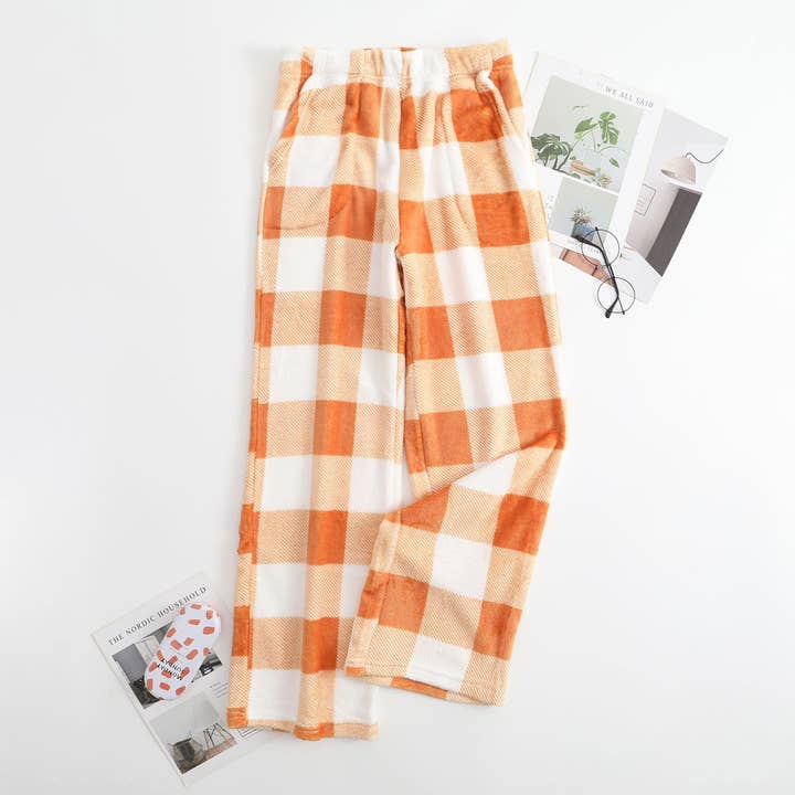 Rosa Clothing - Wholesale Pants - Women's - Winter plaid print flannel fleece lounge pants 12 colors16