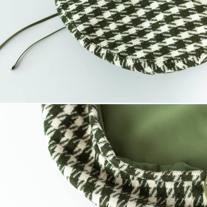 Lost Pattern NYC - Wholesale Beret - Unisex - "Houndstooth" Beret Hat - Green