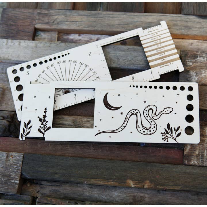 Snake 2" Gauge Swatch Ruler, Needle, Twist Angle, Yarn Gauge for wholesale by Sunrise Grove
