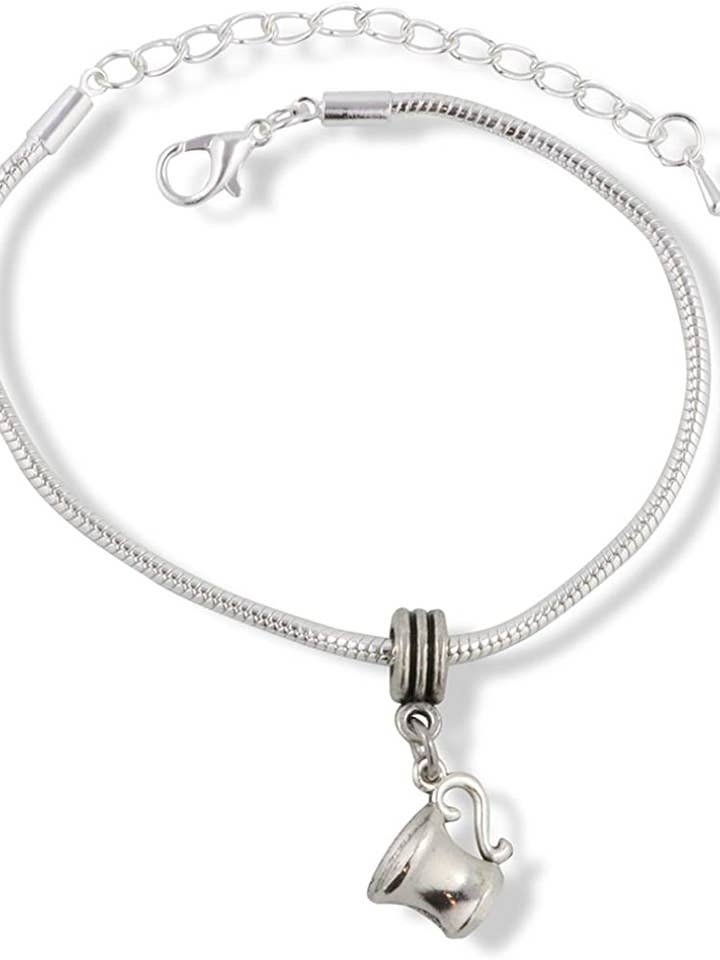 Pulseira de Aço Inoxidável com Pingente de Xícara de Café em Corrente Tipo Cobra por atacado de Dave The Bunny