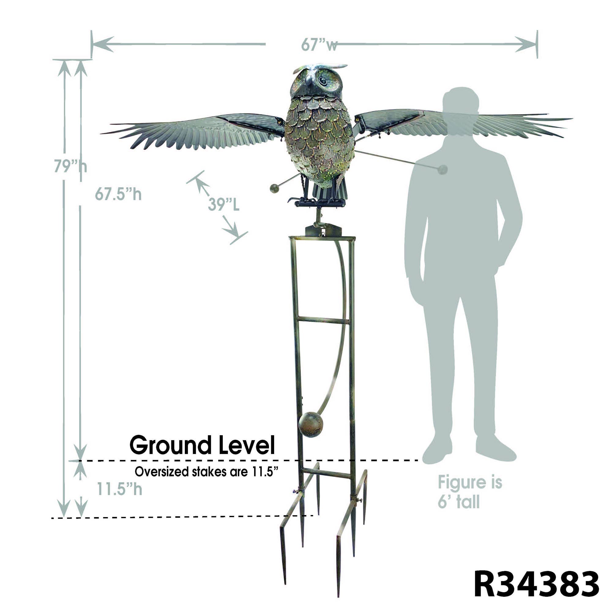 RCS Gifts - Wholesale Outdoor Ornament/Decor - Jumbo Owl Garden Balance Rocker – over 5.5 ft Wingspan!2