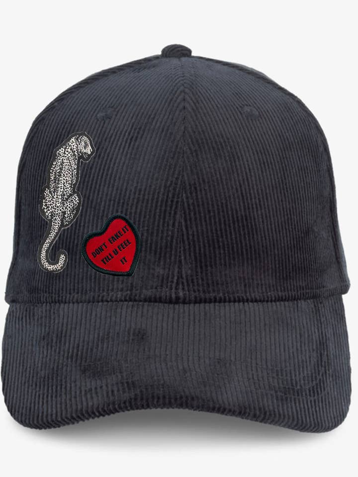 Gorra de Terciopelo con Parches Negra para venta al por mayor de Twenty Five