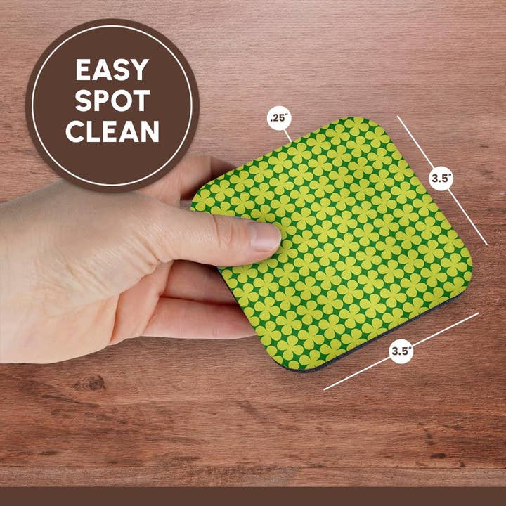 3dRose - Wholesale Coasters - 3dRose, Contemporary Light Green On Dark Green Four Leaf Clover Pattern, Coaster13