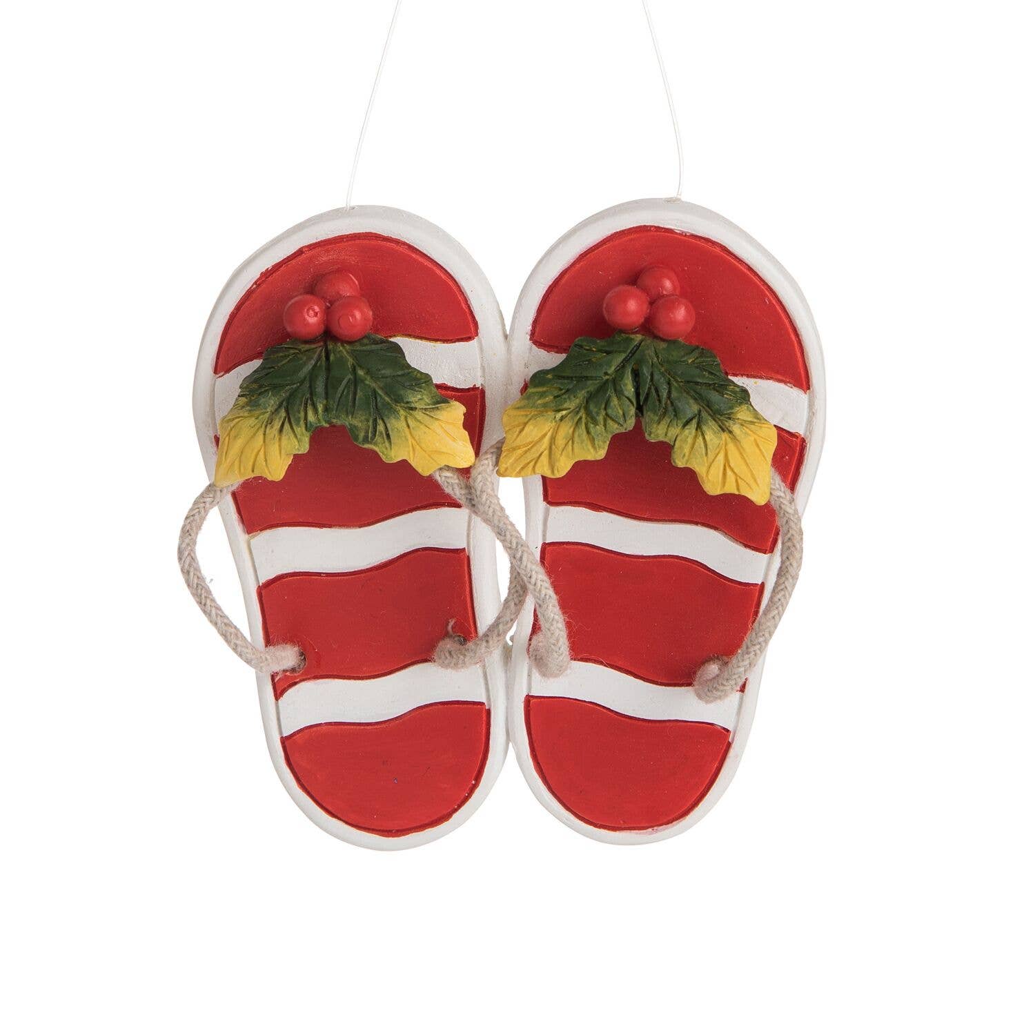 Beachcombers - Wholesale Ornament - SALE Christmas Flip-flops Holly Ornament