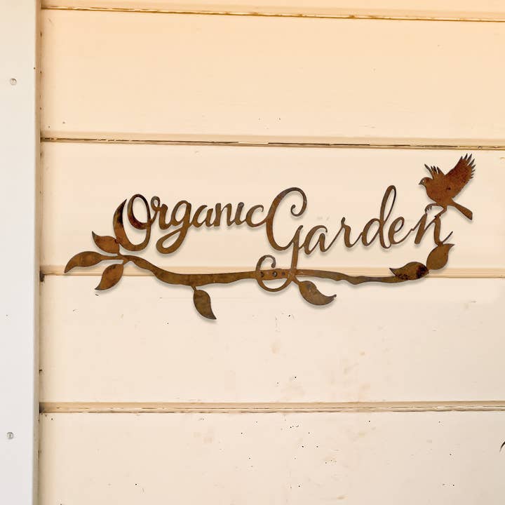 California Home & Garden - Wholesale Outdoor Sign - Mtl Rust/Nat Organic Gdn Sign Garden Art