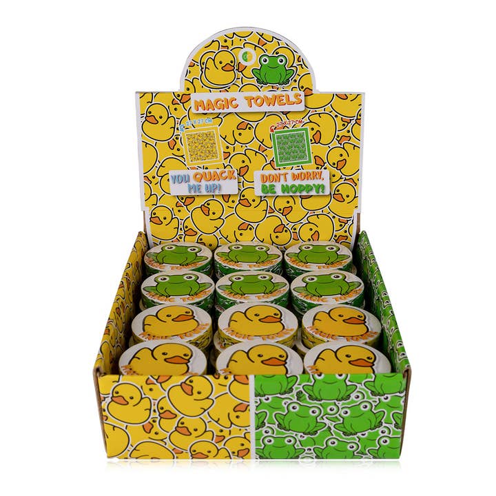 Magische handdoek Happy Animals met vrolijke eend- en kikkerdesigns voor wholesale door Accentra