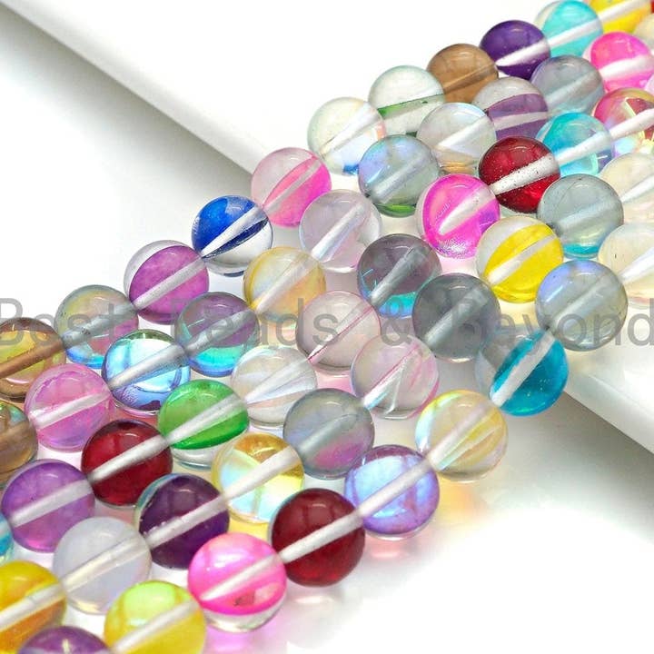 NEW Multicolor Spectrolite Quartz, High Quality in Round 6mm/8mm/10mm/12mm, Manmade Crystal beads, 15.5inch strand, SKU#U840 for wholesale by BestBeads&Beyond