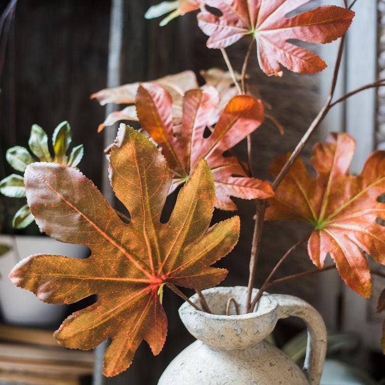 Rustic Reach - Wholesale Artificial Plant - Artificial Fatsia Leaf in Autumn Red 32" Tall11
