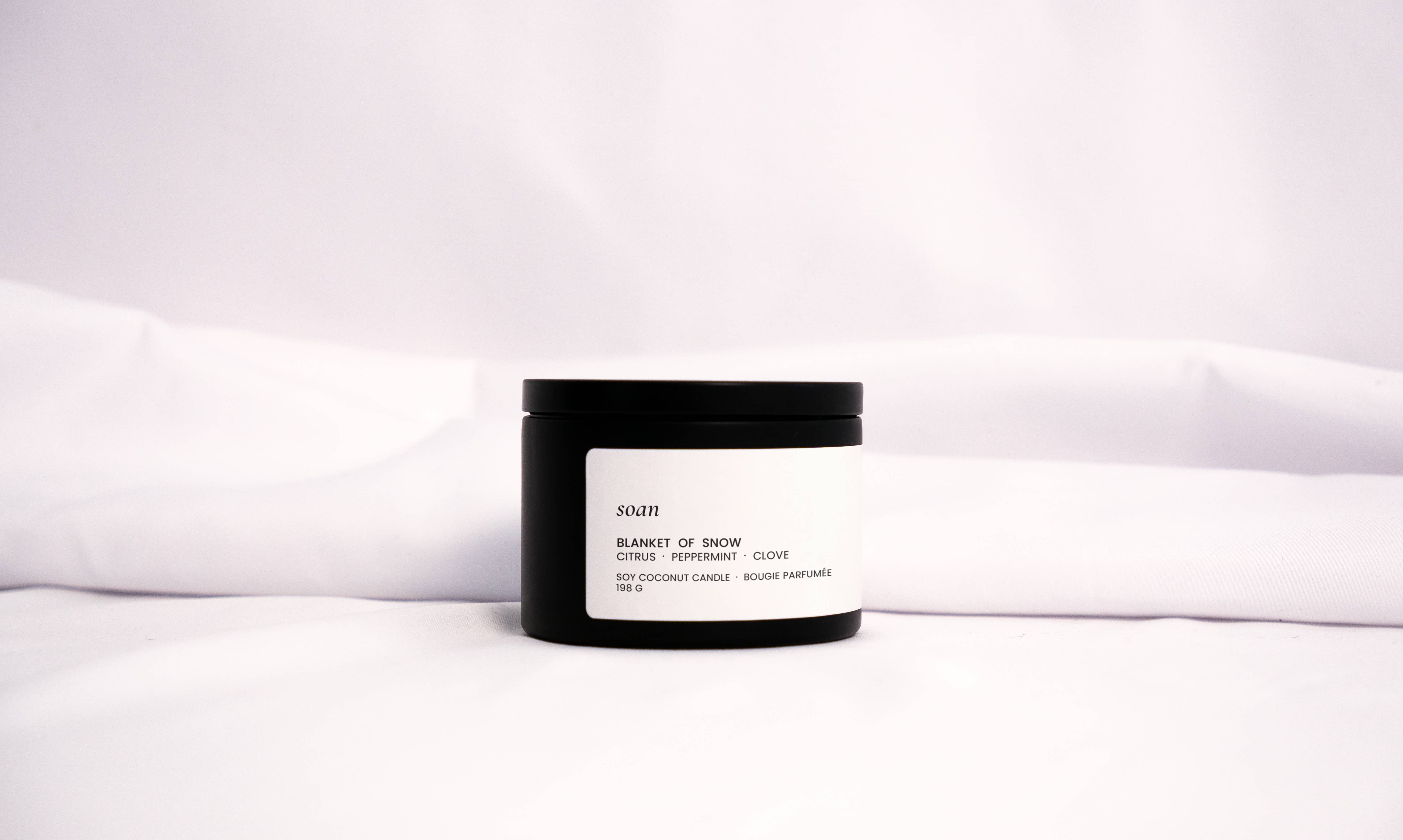 soan - Wholesale Jar/Filled Candle - Soy Candle – Peppermint, Clove & Citrus (Blanket of Snow)1