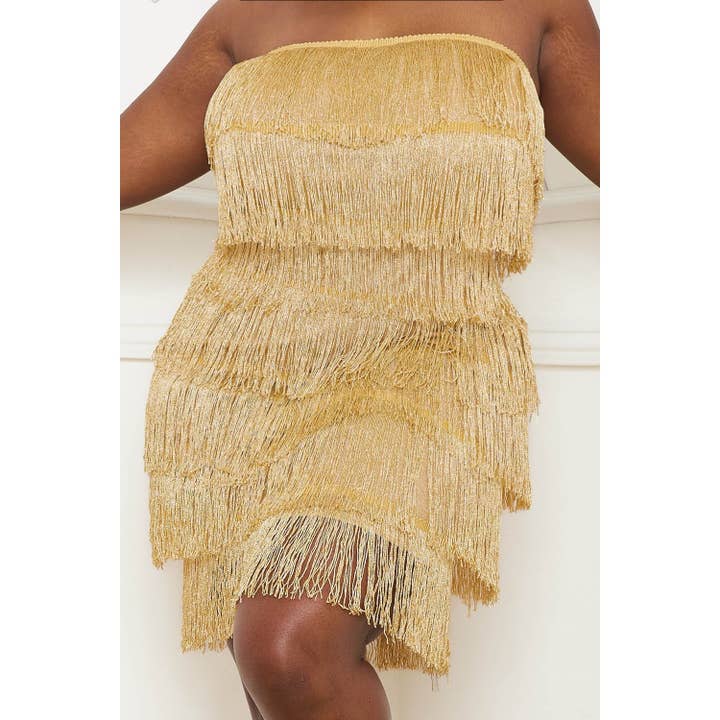 DORCAS - Wholesale Dress - Women's - LAYERED FRINGE PLUS SIZE MINI DRESS7