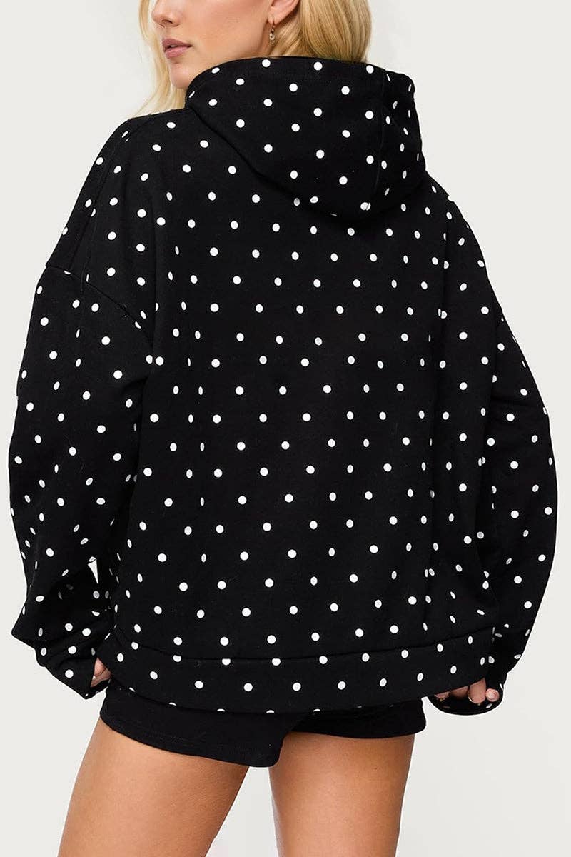 Mccolin – wholesale Sweatshirt – Women's – Polka Dot Hooded Sweatshirt1