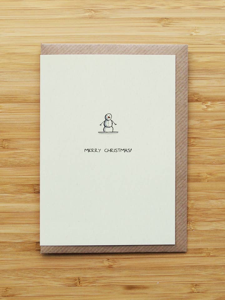 Petit Bonhomme de Neige de Noël - Mignon - Simple - Carte Recyclée pour la vente par RossJDesigns