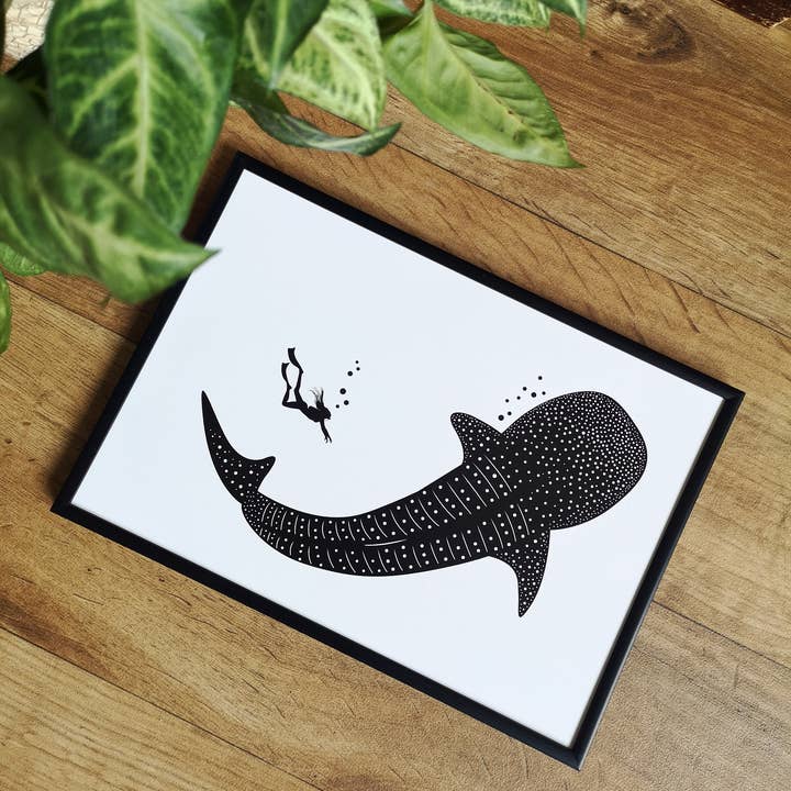 Smile & Wave - Wholesale Art Print - Whale Shark Art Print A4
