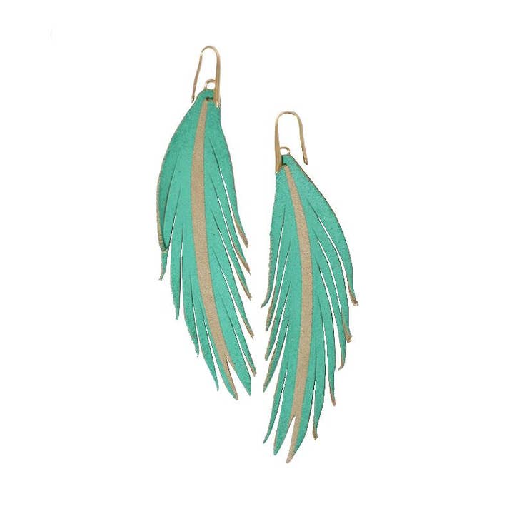The Supply Society - Wholesale Dangle Earrings - Short Feather Leather Earring - South Beach Painted