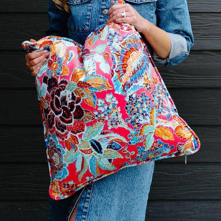 Veneta Floral Pink Throw Pillow for wholesale by Porch and Parlour