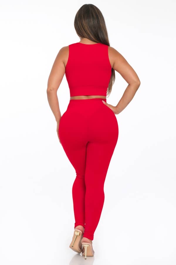 Lime All the Time - Wholesale Lounge Set - Women's - 2 Pcs Seamless Notch U Neckline Tank Top and Legging Set9