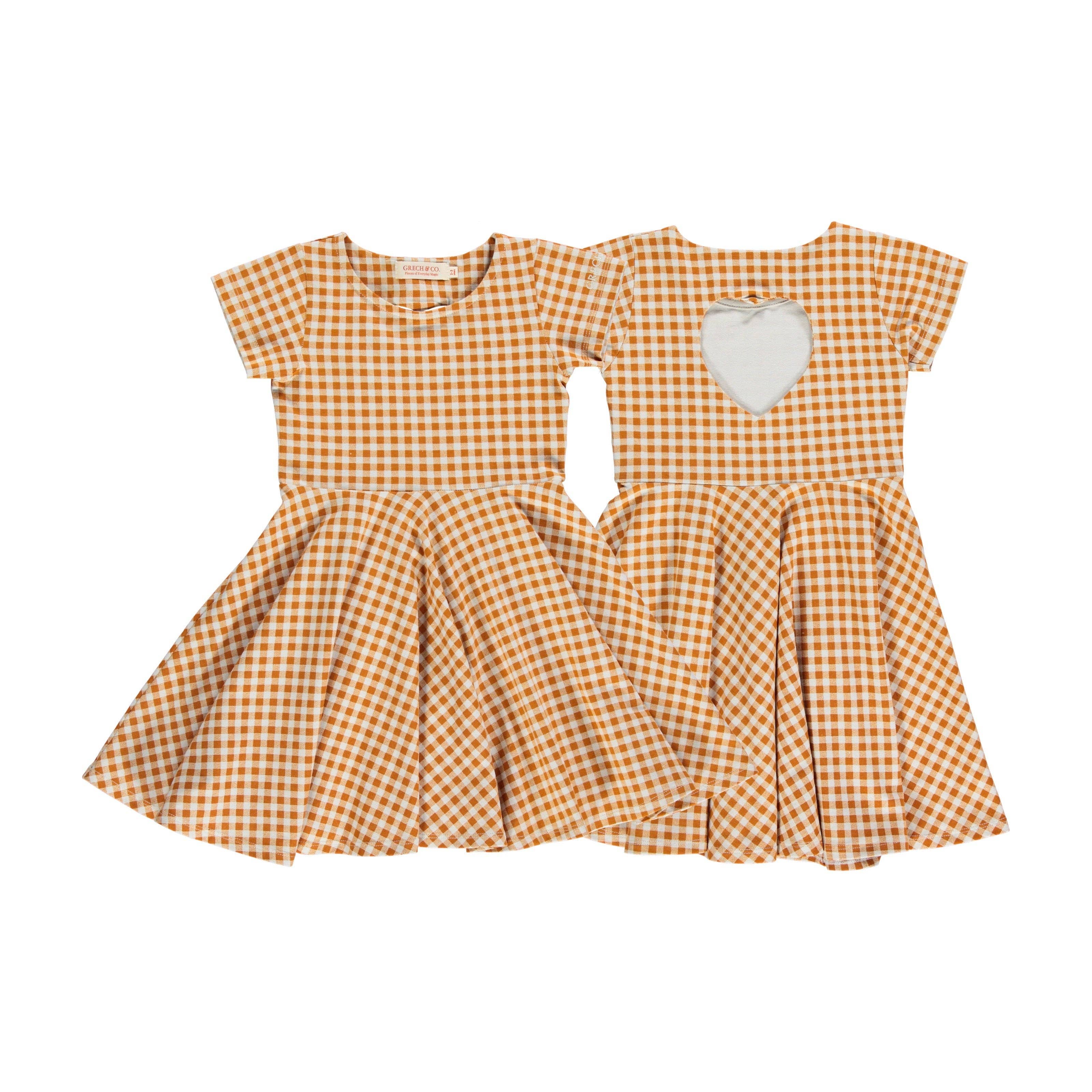 Sienna Gingham Sweetheart Twirl Dress | Organic Cotton Jersey  for wholesale on Faire2