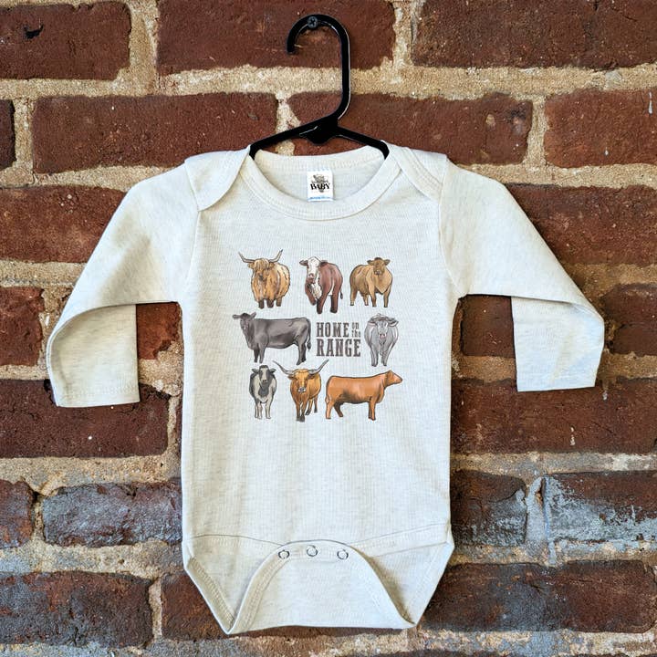 Barefoot Baby - Vente Body (sans pieds) – bébé - "Home on the Range" Vaches Campagne Western Été Ferme Bébé1