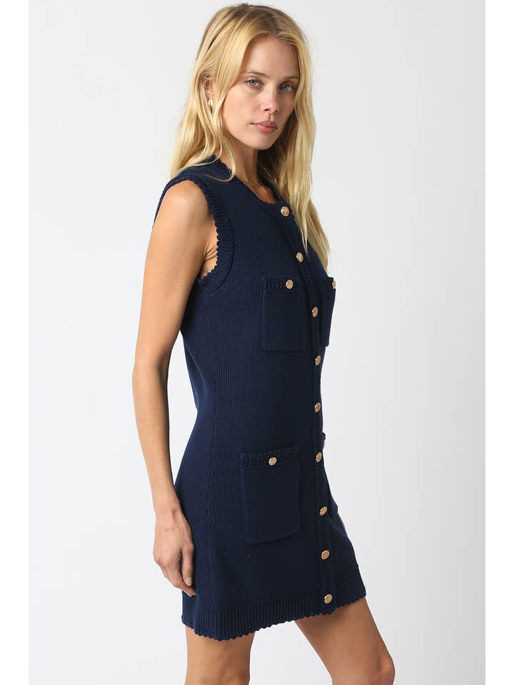 Olivaceous - Wholesale Dress - Women's - Ariana Knit Button Dress1