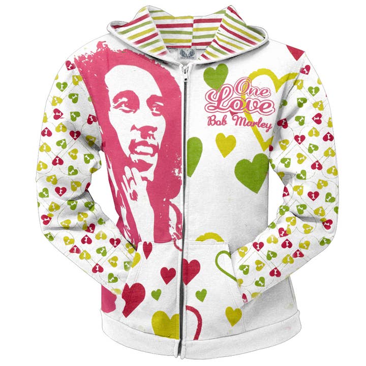 Bob Marley - All Over Women's Juniors Zippered Hoodie for wholesale by Official Store