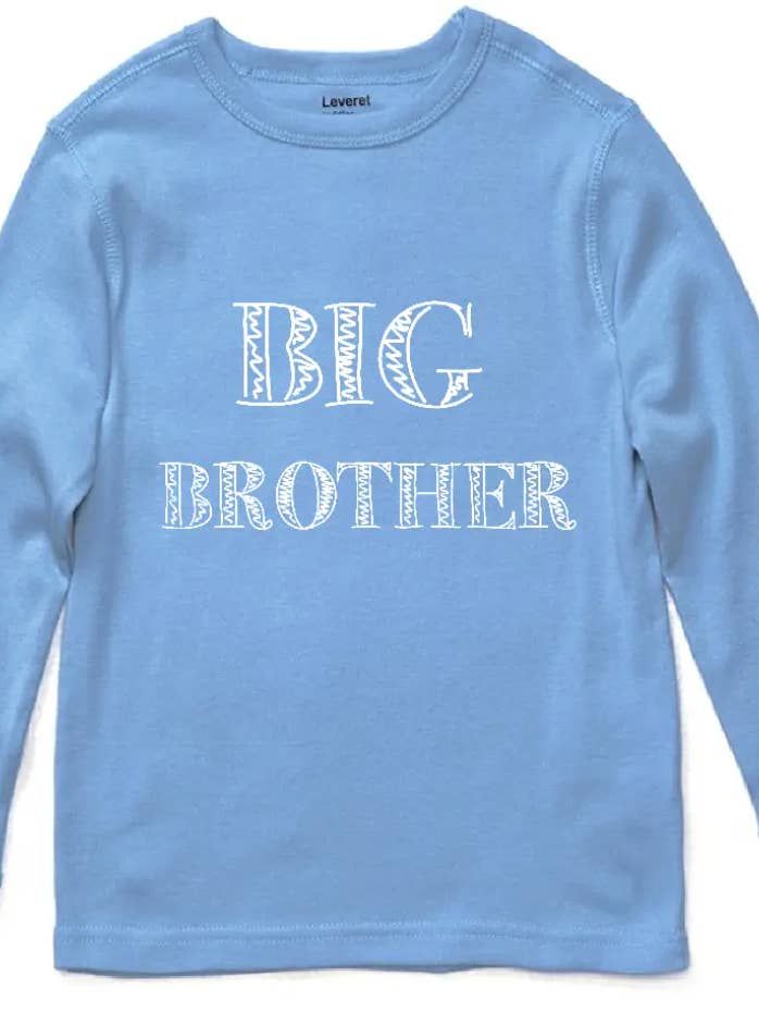 Maglietta a maniche lunghe azzurra Big Brother per la vendita all'ingrosso da parte di Little Hoot Designs