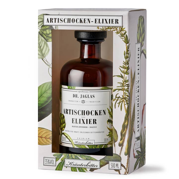Dr. Jaglas - Wholesale Liqueur - Artichoke elixir liqueur + design gift box vegan1