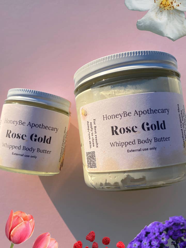 Rose Gold Body Butter for wholesale by HoneyBe Apothecary