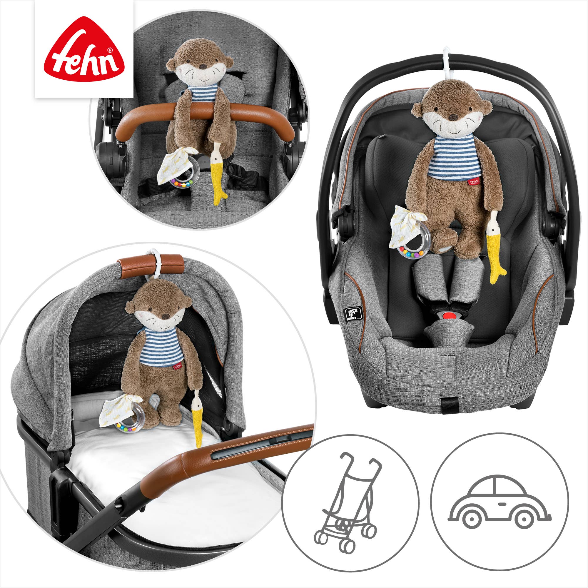 Fehn – Großhandel Hängerassel – Baby – Activity-Otter - Motorikspielzeug zum Aufhängen4