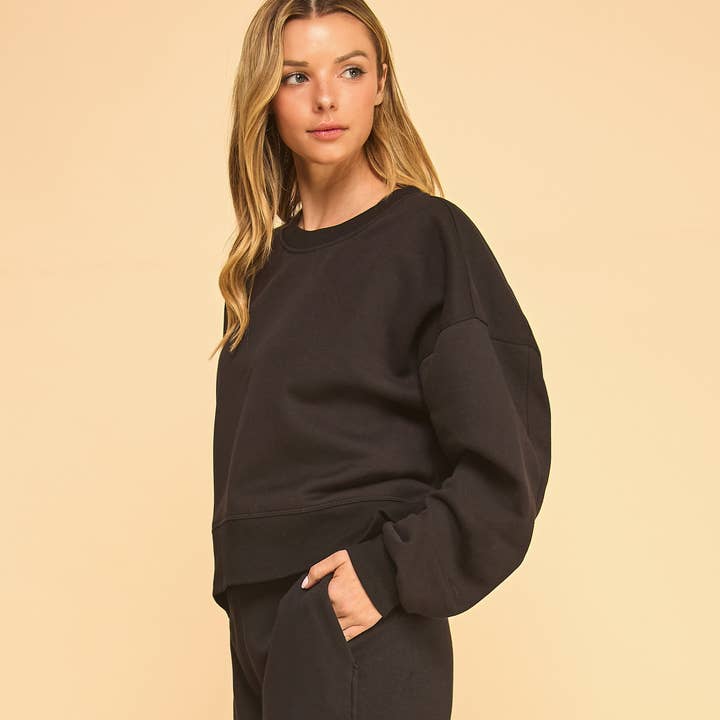 FREEZIA - Vente Sweat-shirt – femme - SWEAT-SHIRT COURT À COL ROND EN POLAIRE ULTRA DOUCE-FZ0007-D126