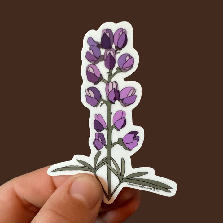 Lupine Flower | Vinyl Sticker | Colored Drawing | 3in for wholesale by Artwork by Sophia