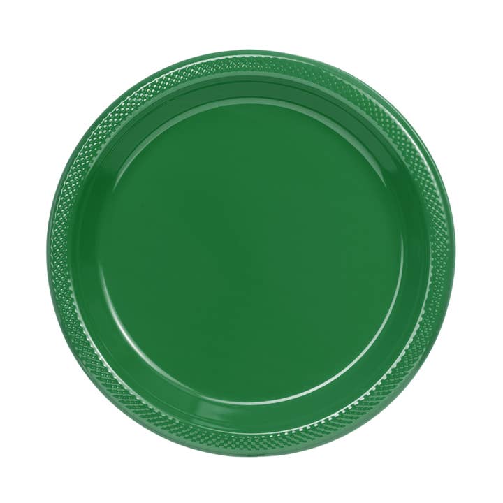 7 In. Emerald Green Plastic Plates Disposable - 50 Ct. for wholesale by Crown Display