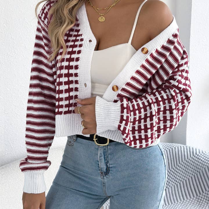 Masyal - Wholesale Cardigan - Women's - Autumn and winter striped long sleeve sweater jacket women5