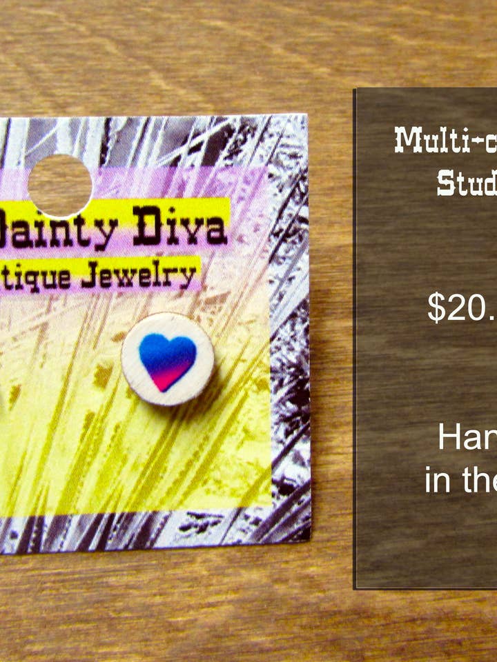 Mehrfarbige Herz-Ohrstecker für den Großhandel von The Dainty Diva Jewelry