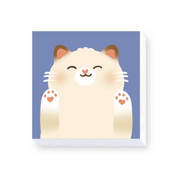 White Cat Post It Note for wholesale by Happy Little Paper Co