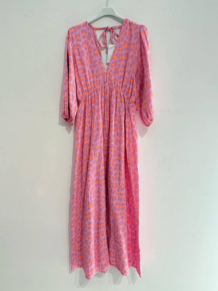 NOELINE - Vente Robe – femme - Robe en gaze de coton 2394-GROS LEOPARD