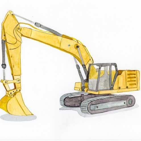 Excavator Construction Vehicle Art Print for wholesale by Kubytovych Studio