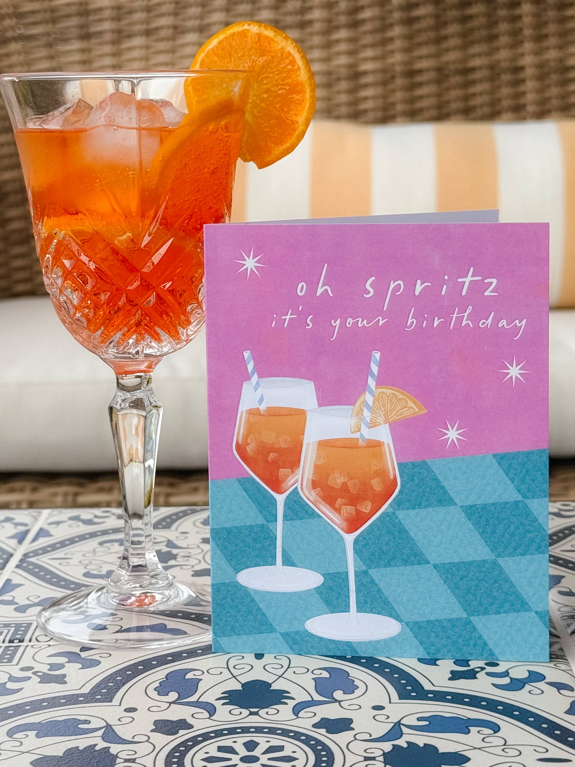 Simple Whimsy - Wholesale Birthday Card - Oh Spritz It's Your Birthday - Aperol Cocktail Summer Card1