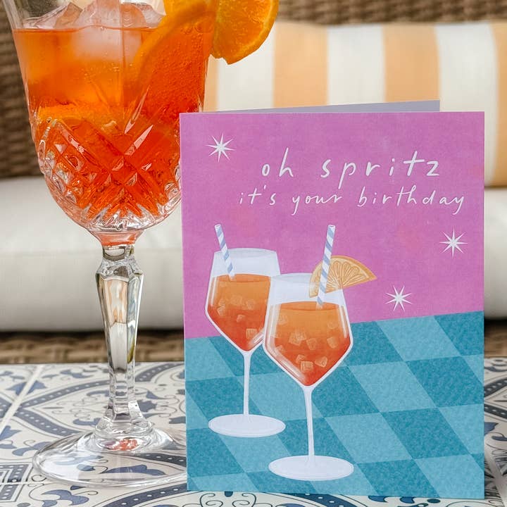 Simple Whimsy - Wholesale Birthday Card - Oh Spritz It's Your Birthday - Aperol Cocktail Summer Card1