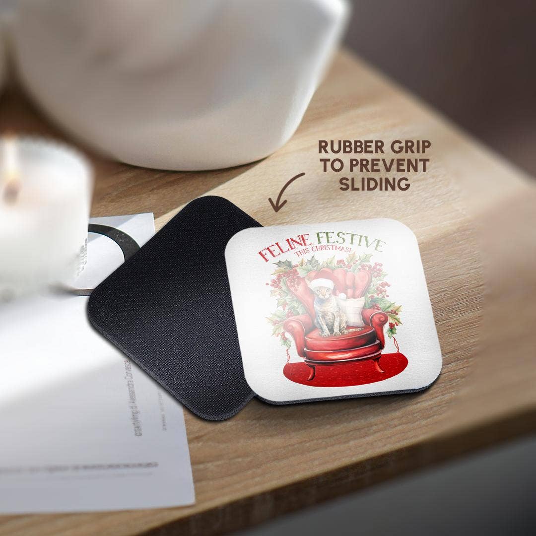 3dRose – Engroshandel Kaffekrus – 3dRose, Søde Devon Rex Kitty til kattemødres julefejring, Bordskåner10