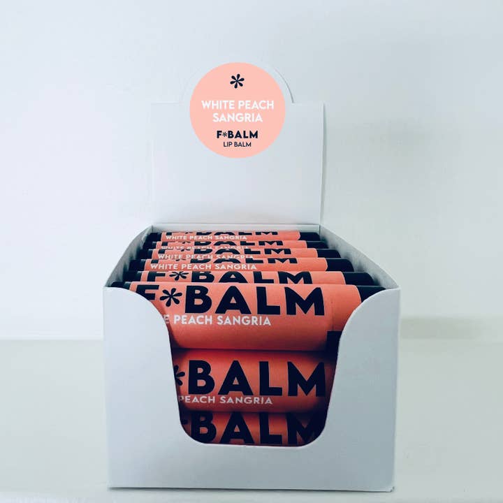 18-ETUI PAKKE Hvid fersken Sangria læbepomade for engroshandel hos The F*Balm