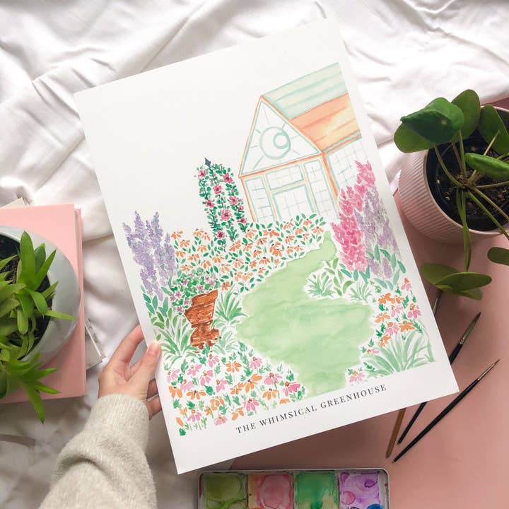 The Whimsical Greenhouse Print for wholesale by tishpaints