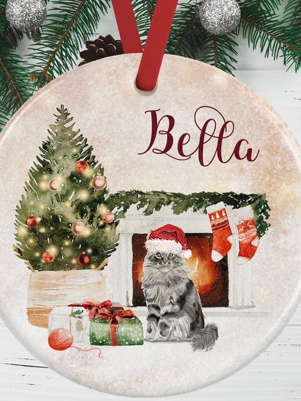 Weihnachtsdekoration mit Maine Coon-Katze für den Großhandel von WagATudeTags