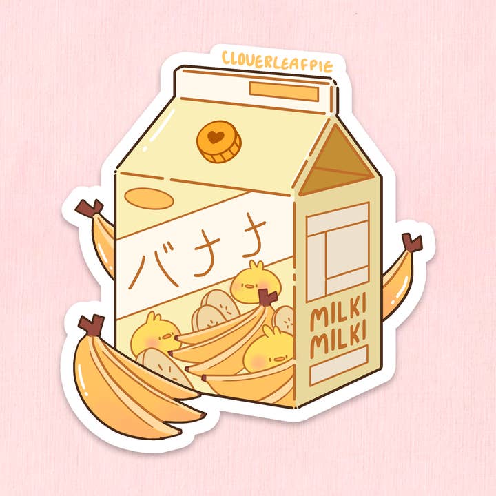Banana Milk Vinyl Sticker for wholesale by Cloverleafpie