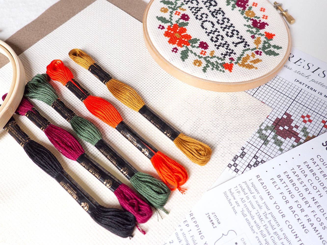 Junebug and Darlin - Wholesale Embroidery/Cross Stitch Supplies - Resist Fascism Kit7