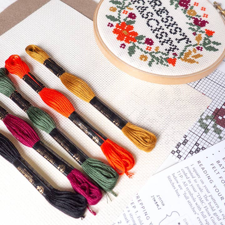 Junebug and Darlin - Wholesale Embroidery/Cross Stitch Supplies - Resist Fascism Kit7